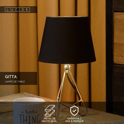 Lucide GITTA - Lampe de table - Ø 17 cm - 1xE14 - Chrome